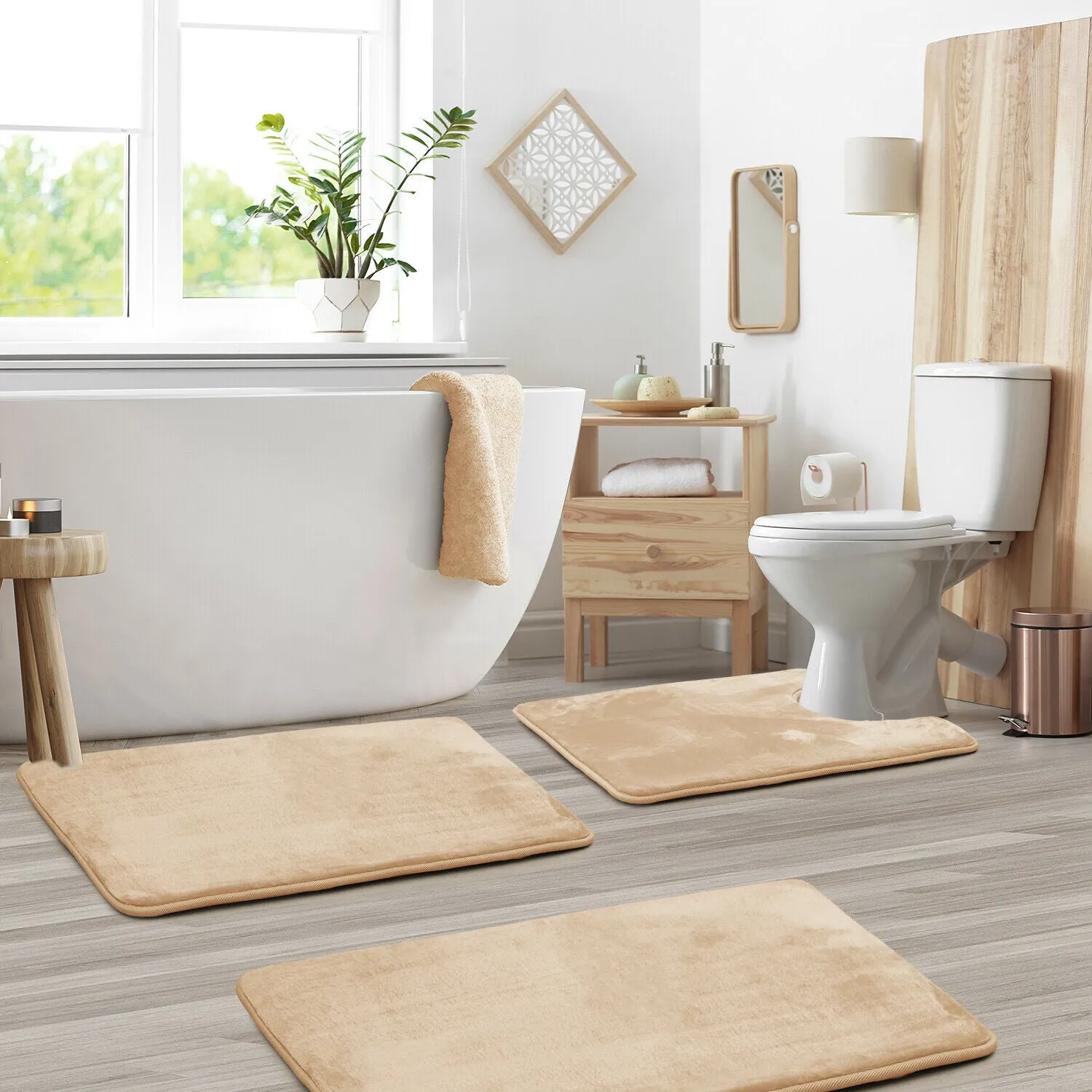 Memory Foam Bath Mat - Absorbent Bathroom Rugs Set