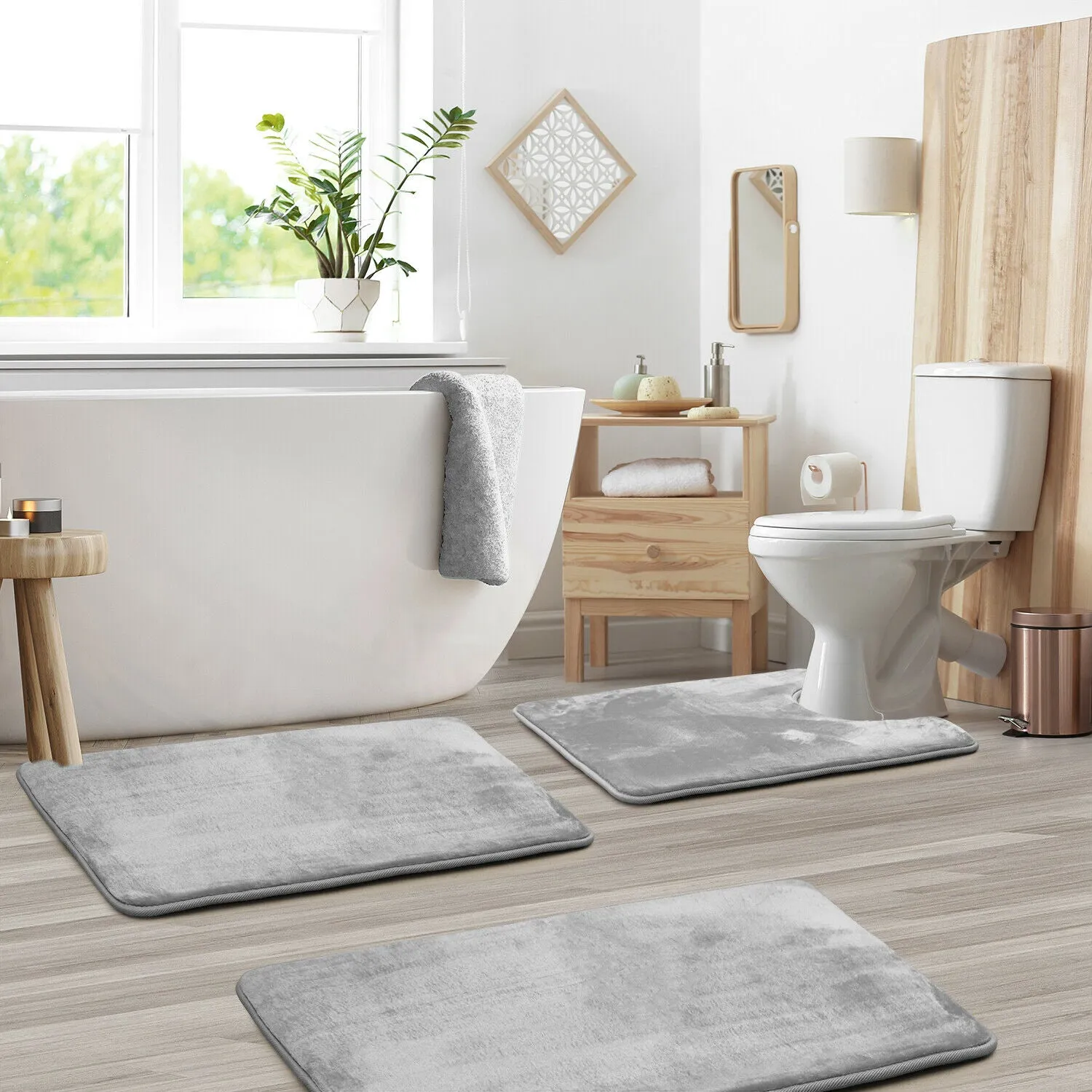Memory Foam Bath Mat - Absorbent Bathroom Rugs Set