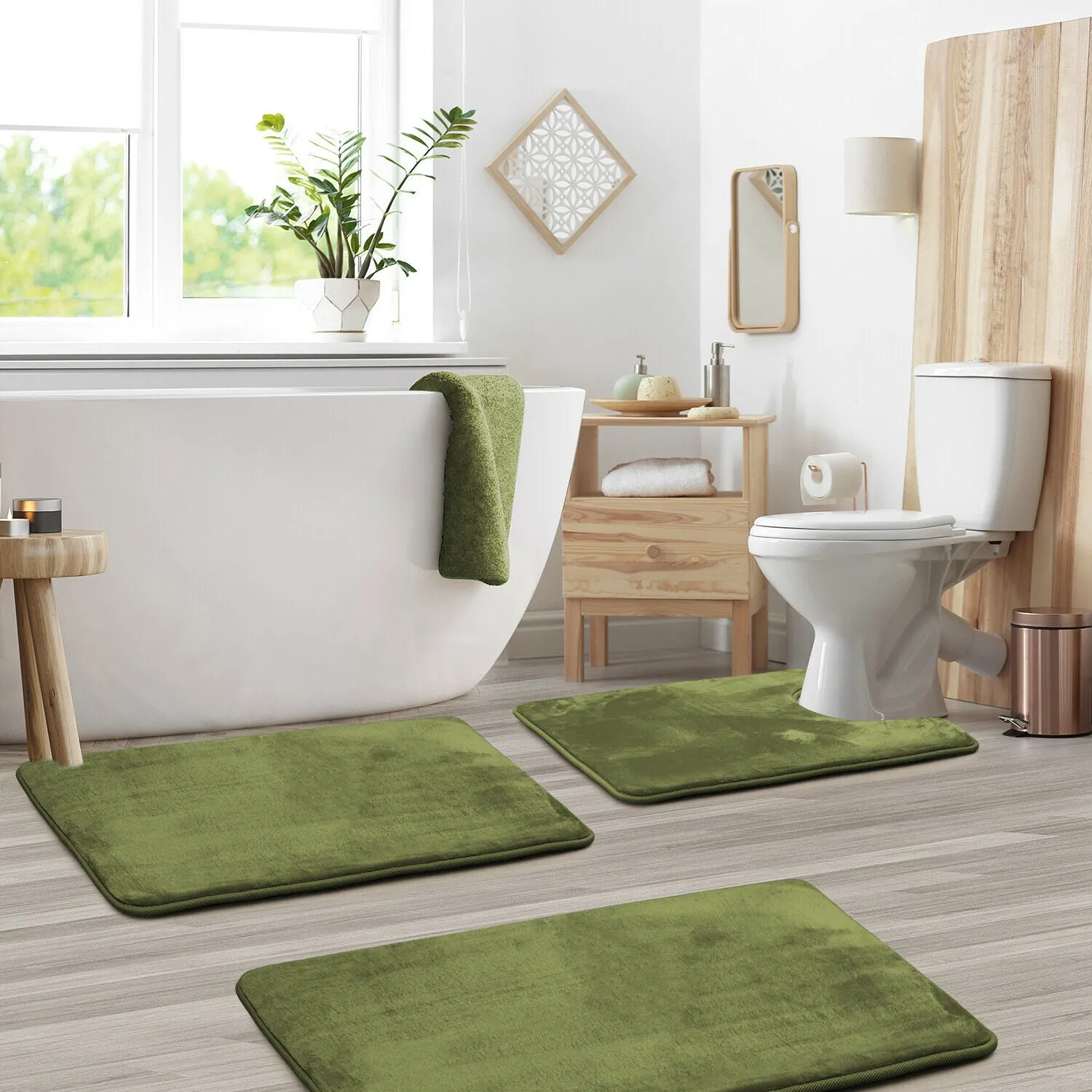 Memory Foam Bath Mat - Absorbent Bathroom Rugs Set