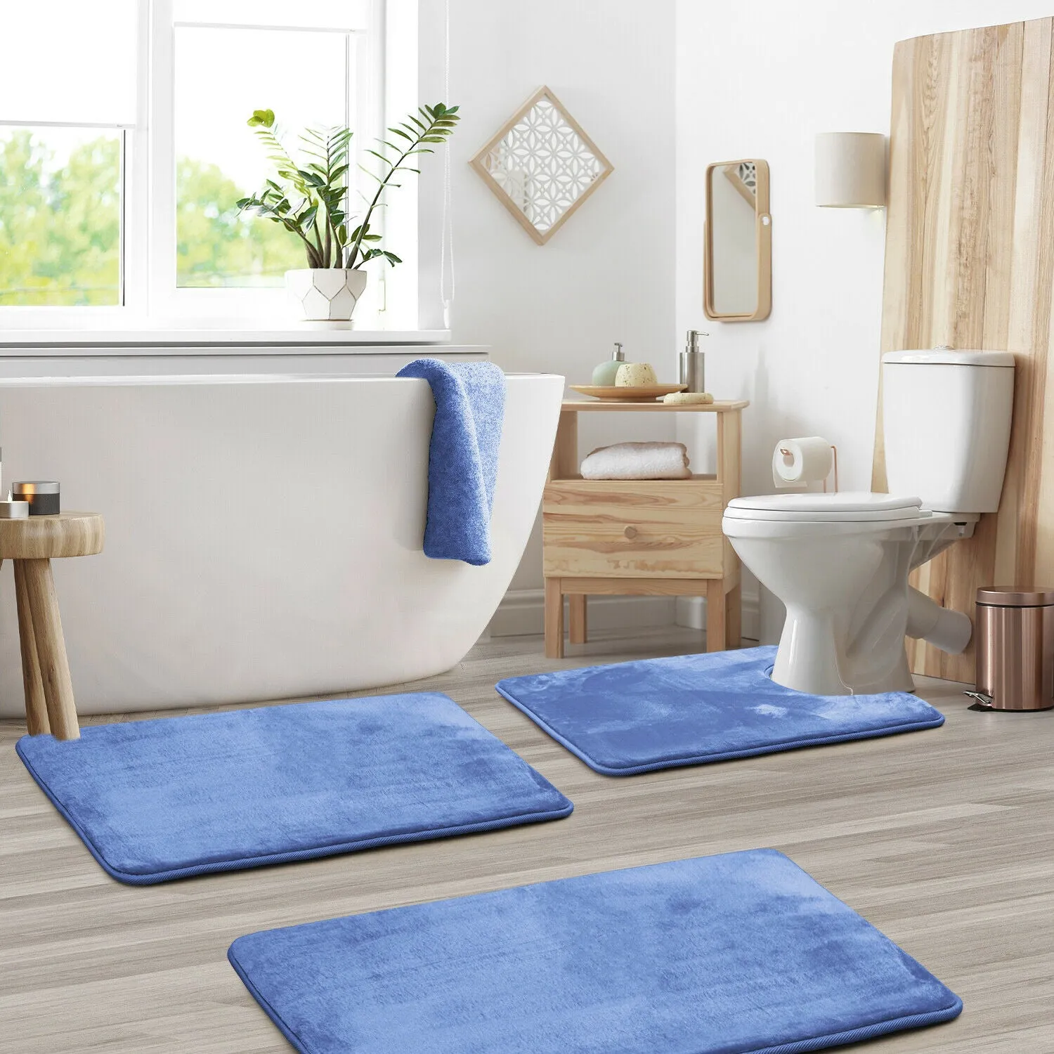 Memory Foam Bath Mat - Absorbent Bathroom Rugs Set