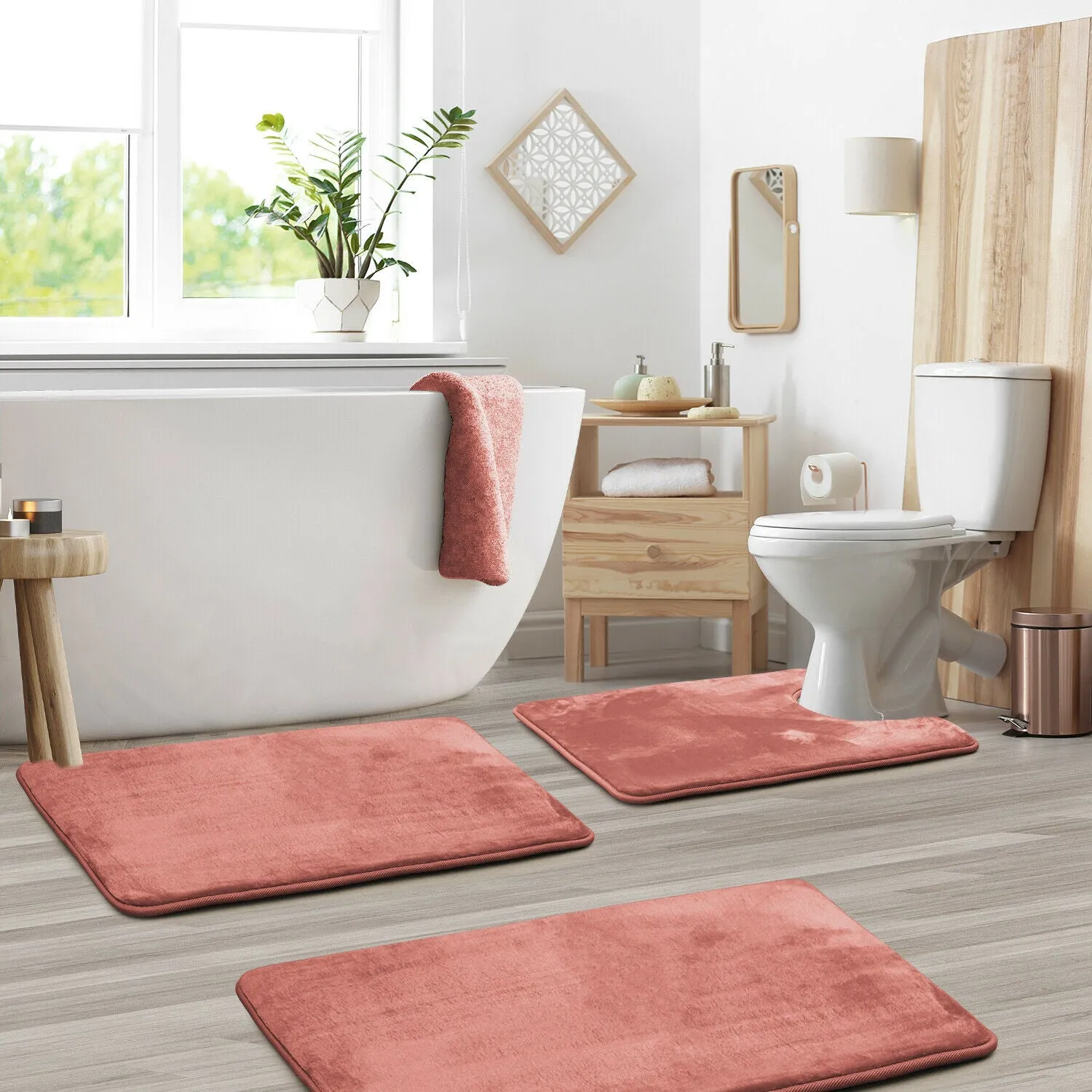 Memory Foam Bath Mat - Absorbent Bathroom Rugs Set