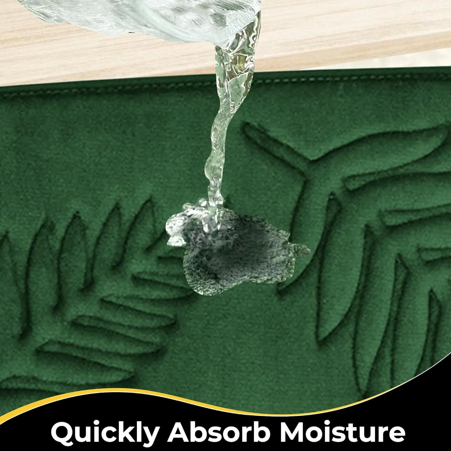 Memory Foam Bath Mat – Comfortable & Soft Thick Bathroom Rug with Green Leaf Pattern – Non-Slip & Absorbent Materials – Washable & Dryer Friendly Shower Carpet – 32”x20” Upgrade-Green