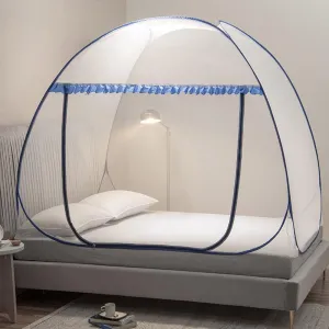 Mengersi Mosquito Net Tent for Bed,Pop-Up Bed Canopy with Net Bottom,Mosquito Netting Bed Tent for Kids Girls Boys,Bed,Suit for Indoor Outdoor (Full/Queen, Blue)