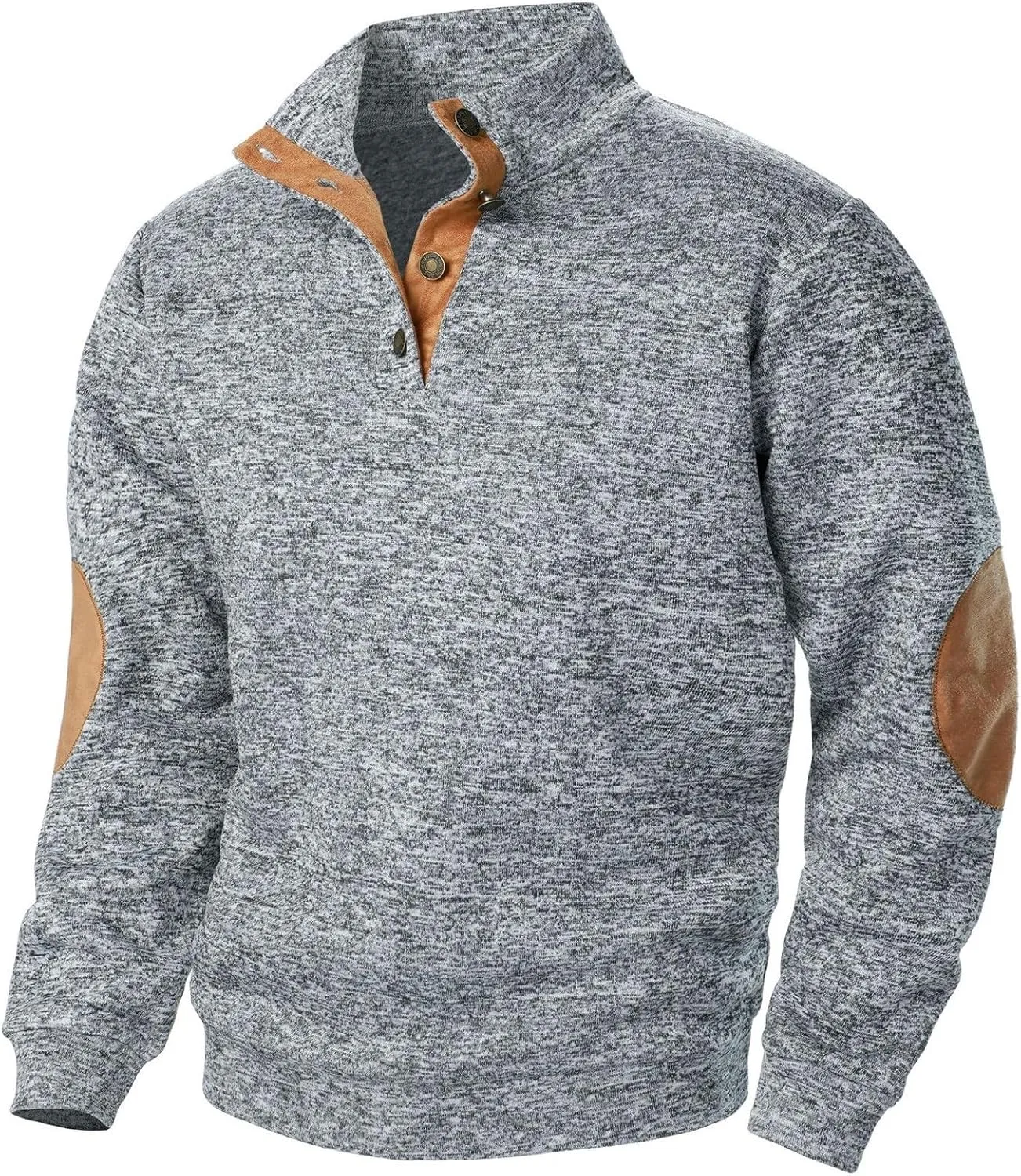 Men's Casual Pullover Sweatshirt 1/4 Button Down Stand Collar Slim Fit Long Sleeve Tops Lightweight Tactical Sweater