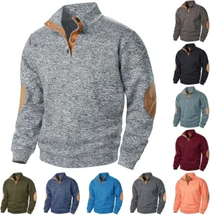 Men's Casual Pullover Sweatshirt 1/4 Button Down Stand Collar Slim Fit Long Sleeve Tops Lightweight Tactical Sweater