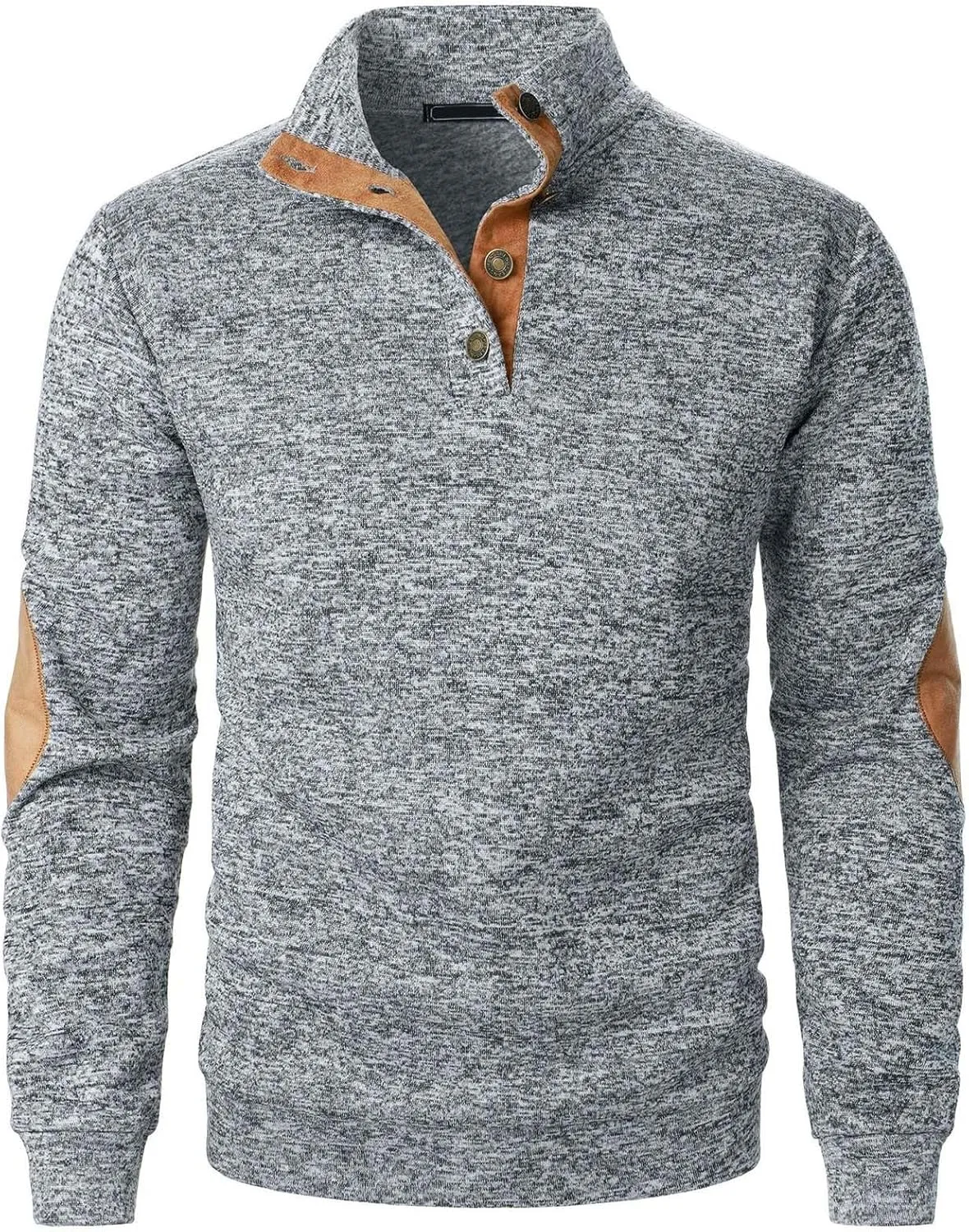 Men's Casual Pullover Sweatshirt 1/4 Button Down Stand Collar Slim Fit Long Sleeve Tops Lightweight Tactical Sweater