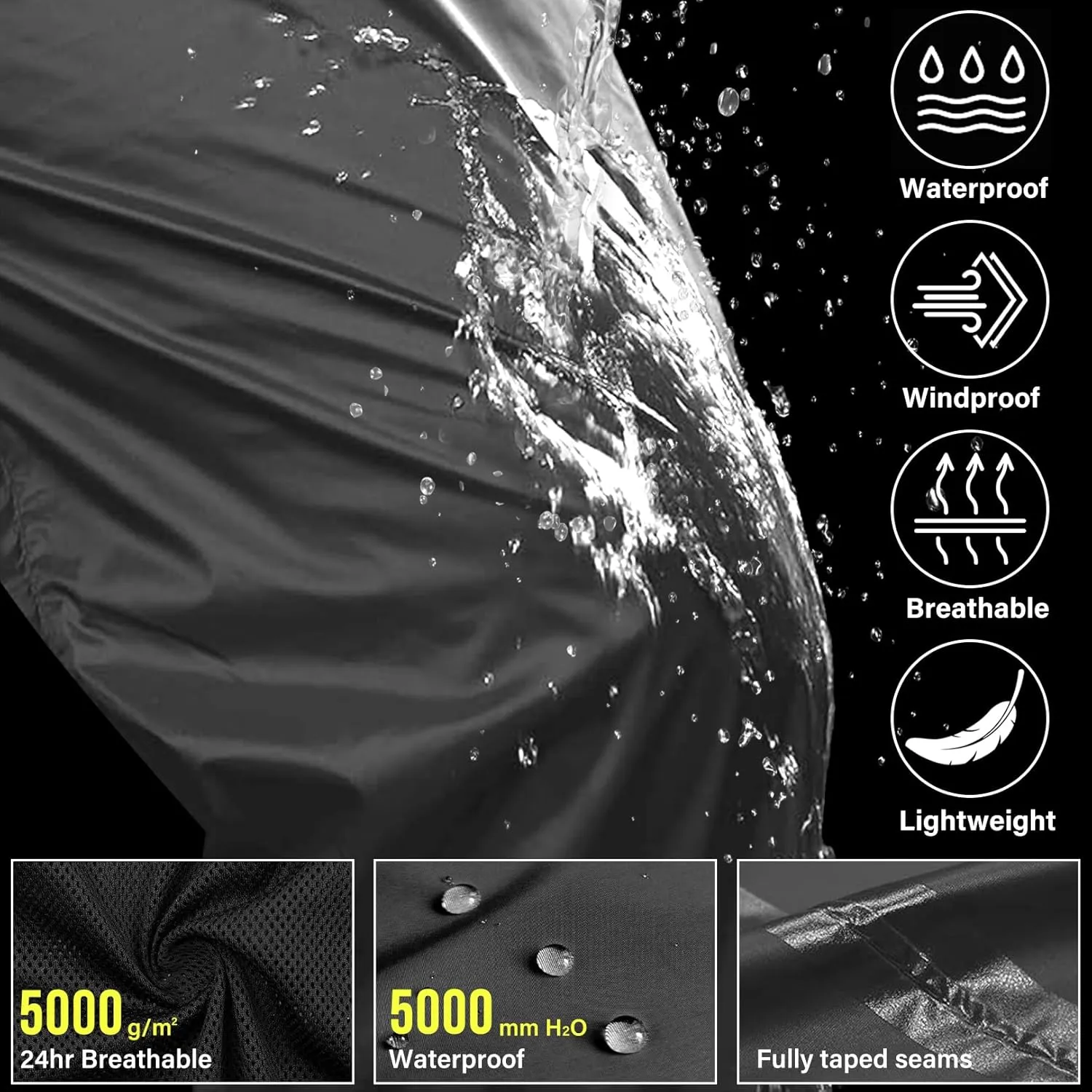 Men's Rain Pants Waterproof Over Pants with Zipper Pocket, Wind Proof Outdoor Cloth for Hiking, Fishing, Golf