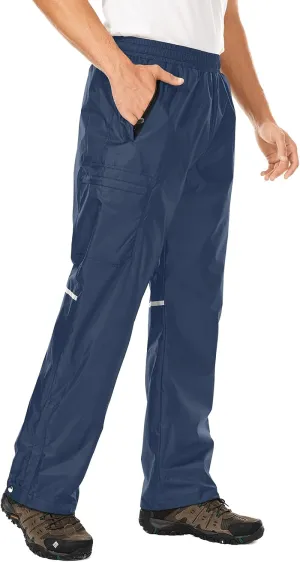 Men's Rain Pants Waterproof Over Pants with Zipper Pocket, Wind Proof Outdoor Cloth for Hiking, Fishing, Golf