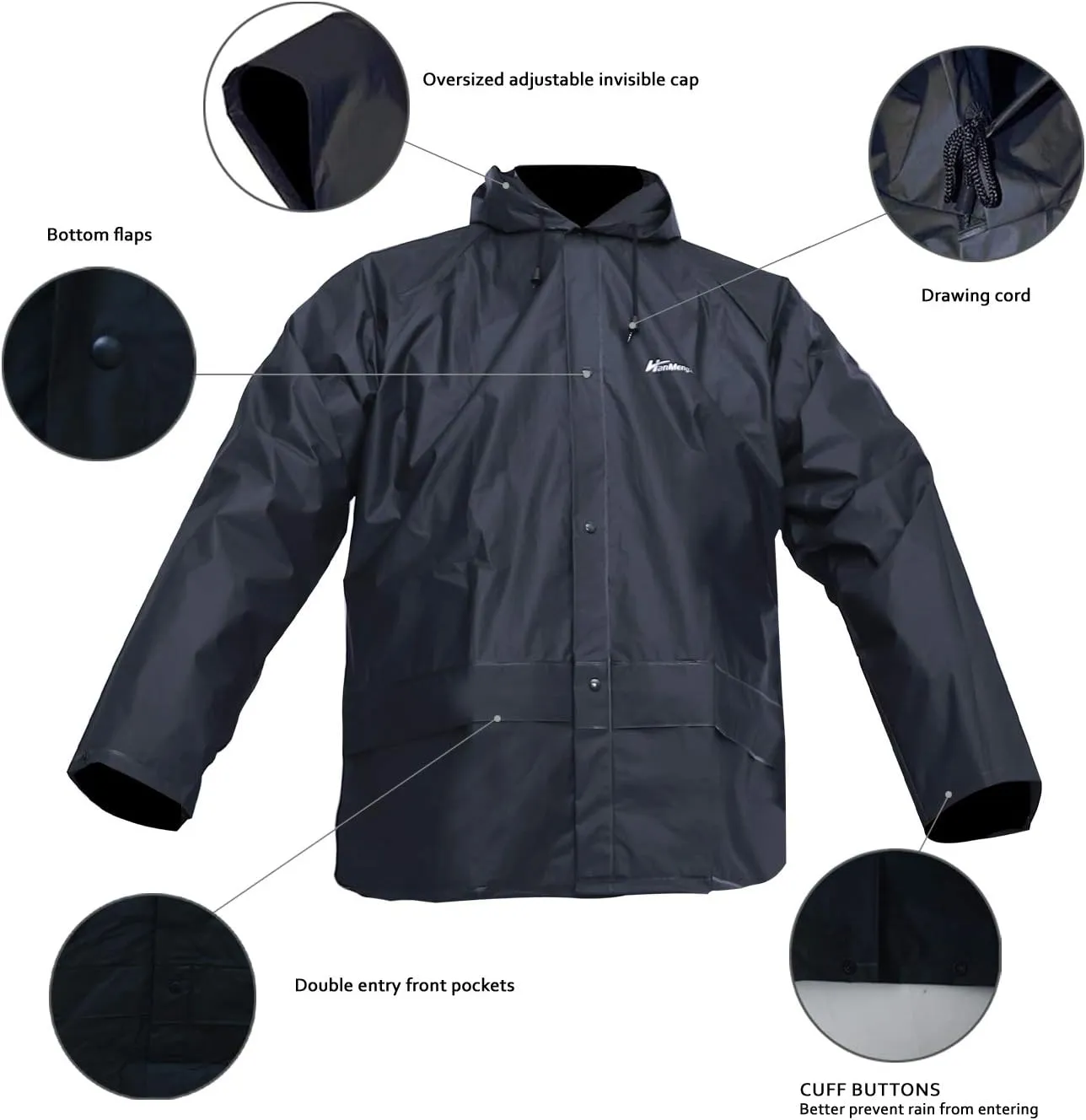 Men's Rain Suit Waterproof Rain Work Gear Ultra-Lite Rain Jacket and Pants Rainwear