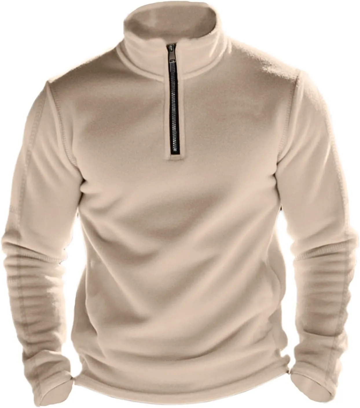 Men's Sherpa Lined Quarter Zip Sweatshirt Fleece Long Sleeve Heavyweight Pullover Tops Winter Turtleneck Warm Shirts