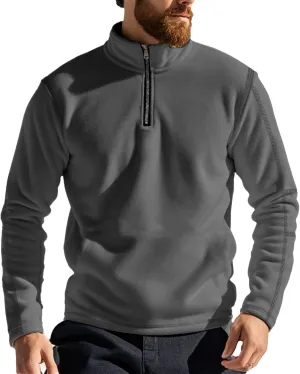Men's Sherpa Lined Quarter Zip Sweatshirt Fleece Long Sleeve Heavyweight Pullover Tops Winter Turtleneck Warm Shirts