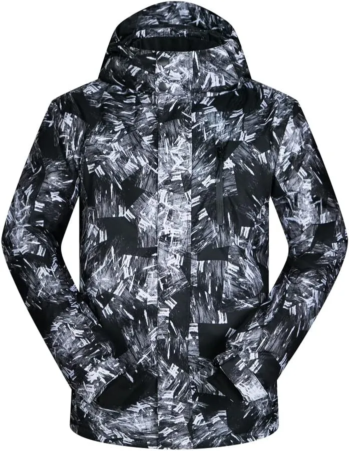 Mens Ski Jacket and Pants Set Ski Suit Winter Waterproof Windproof Hooded Snow Coat 2 Pieces Snowboarding Snowsuits