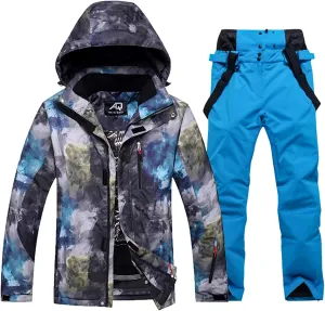 Mens Ski Jacket and Pants Set Waterproof Snow Suit Mountain Windproof Snowboard Jacket Winter Outdoor Ski Suit