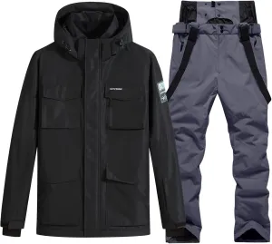 Men's Ski Jacket and Pants Set Waterproof Snowsuit Windproof Snow Suit Winter Outdoor Ski Suit