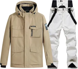 Men's Ski Jacket and Pants Set Waterproof Snowsuit Windproof Snow Suit Winter Outdoor Ski Suit