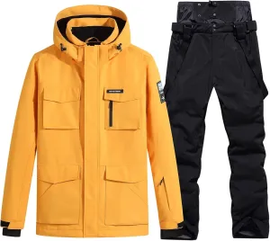Men's Ski Jacket and Pants Set Waterproof Snowsuit Windproof Snow Suit Winter Outdoor Ski Suit