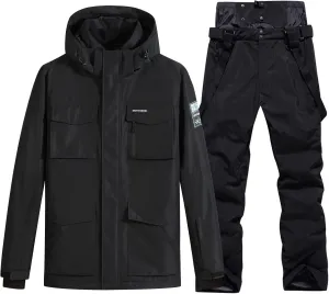 Men's Ski Jacket and Pants Set Waterproof Snowsuit Windproof Snow Suit Winter Outdoor Ski Suit