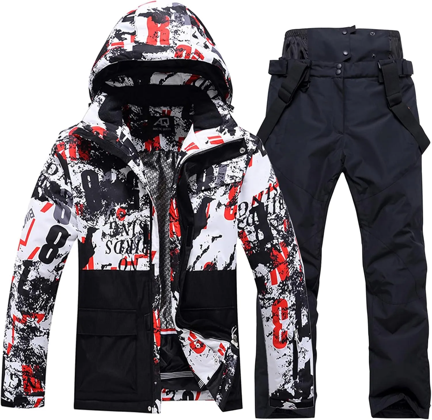 Mens Winter Ski Suit Two Piece Snow Suit Waterproof Ski Jacket and Pants Set Outdoor Snowboard Jacket