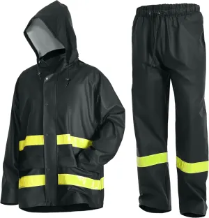 Men's Workwear Rain Suit - Hi Vis Waterproof Jacket&Pants 3-piece Set, Foul Weather Gear for Safety