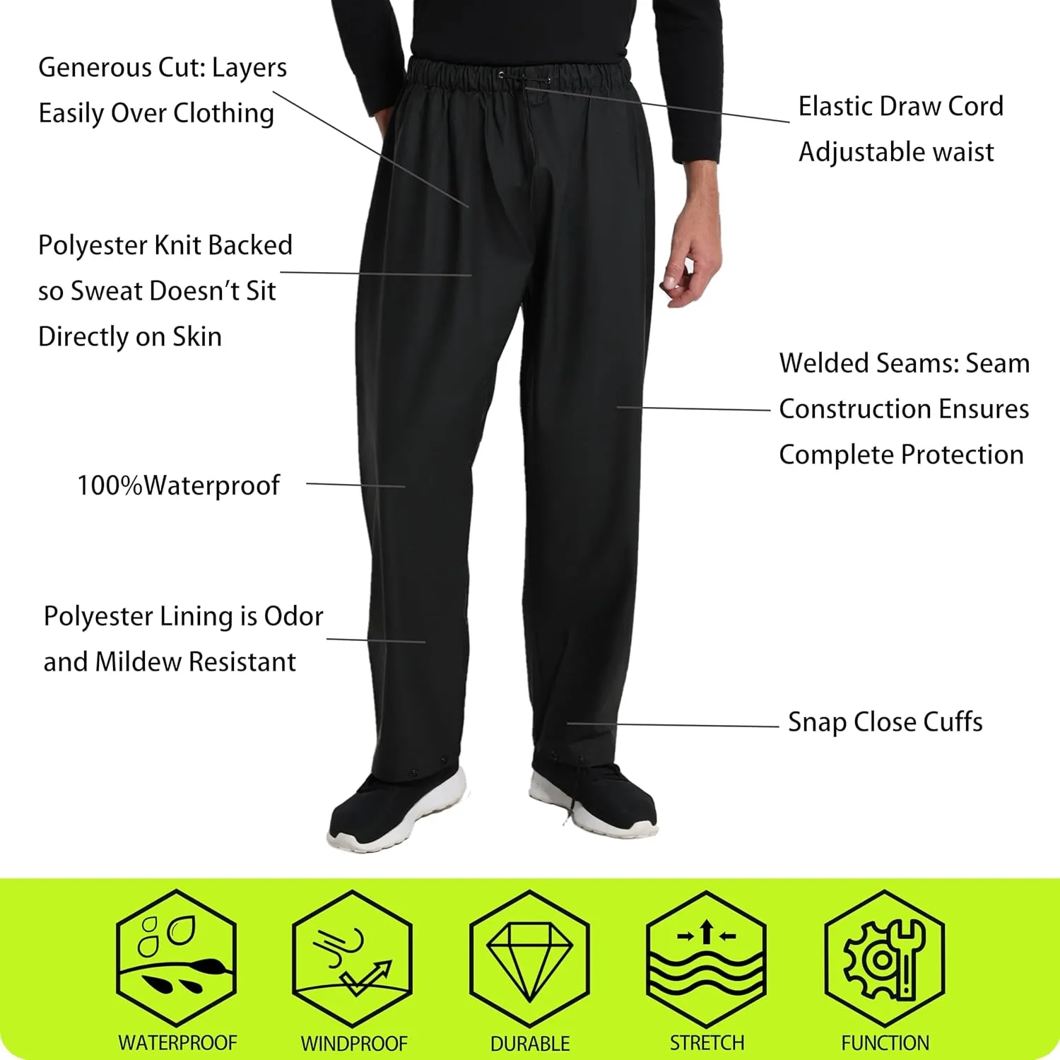 Men's Workwear Rain Suit - Hi Vis Waterproof Jacket&Pants 3-piece Set, Foul Weather Gear for Safety