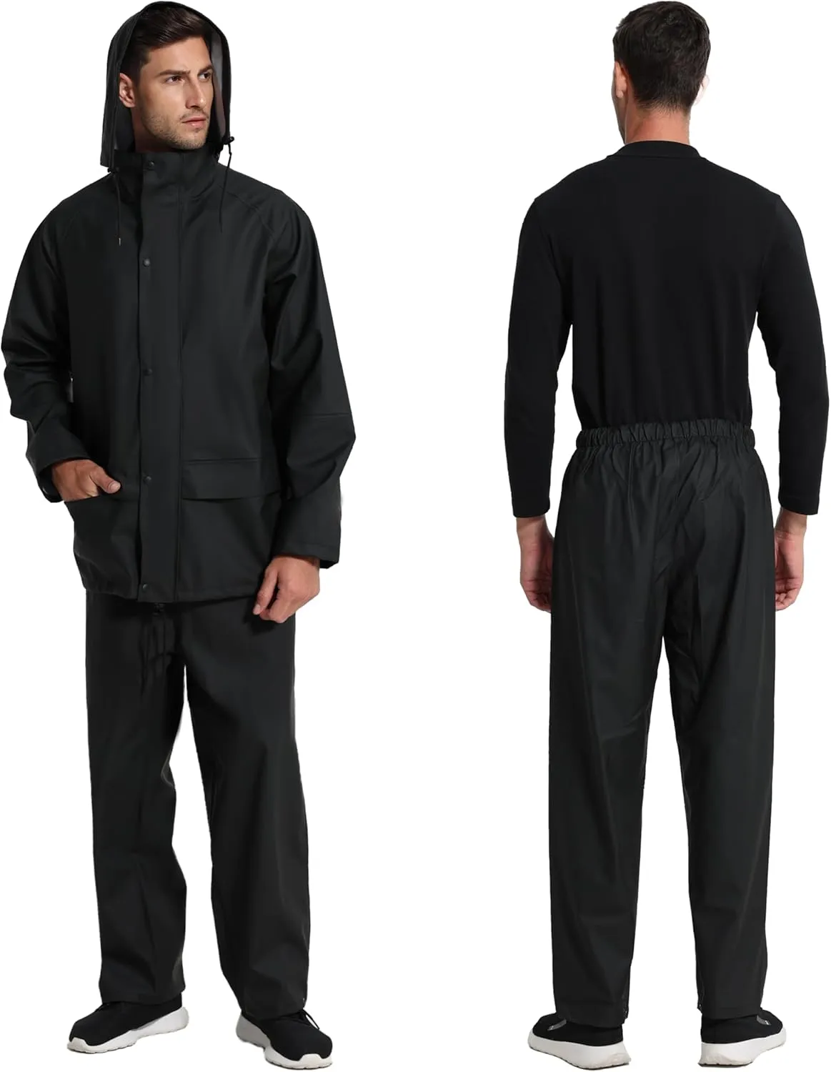 Men's Workwear Rain Suit - Hi Vis Waterproof Jacket&Pants 3-piece Set, Foul Weather Gear for Safety