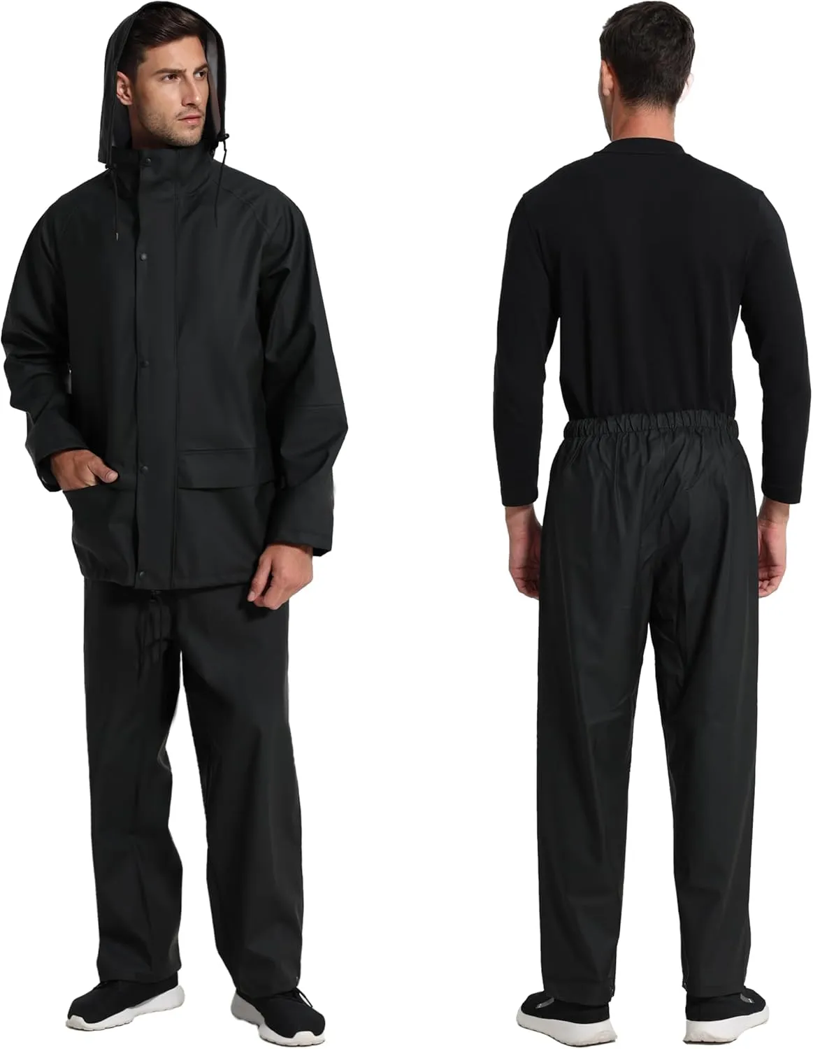 Men's Workwear Rain Suit - Hi Vis Waterproof Jacket&Pants 3-piece Set, Foul Weather Gear for Safety