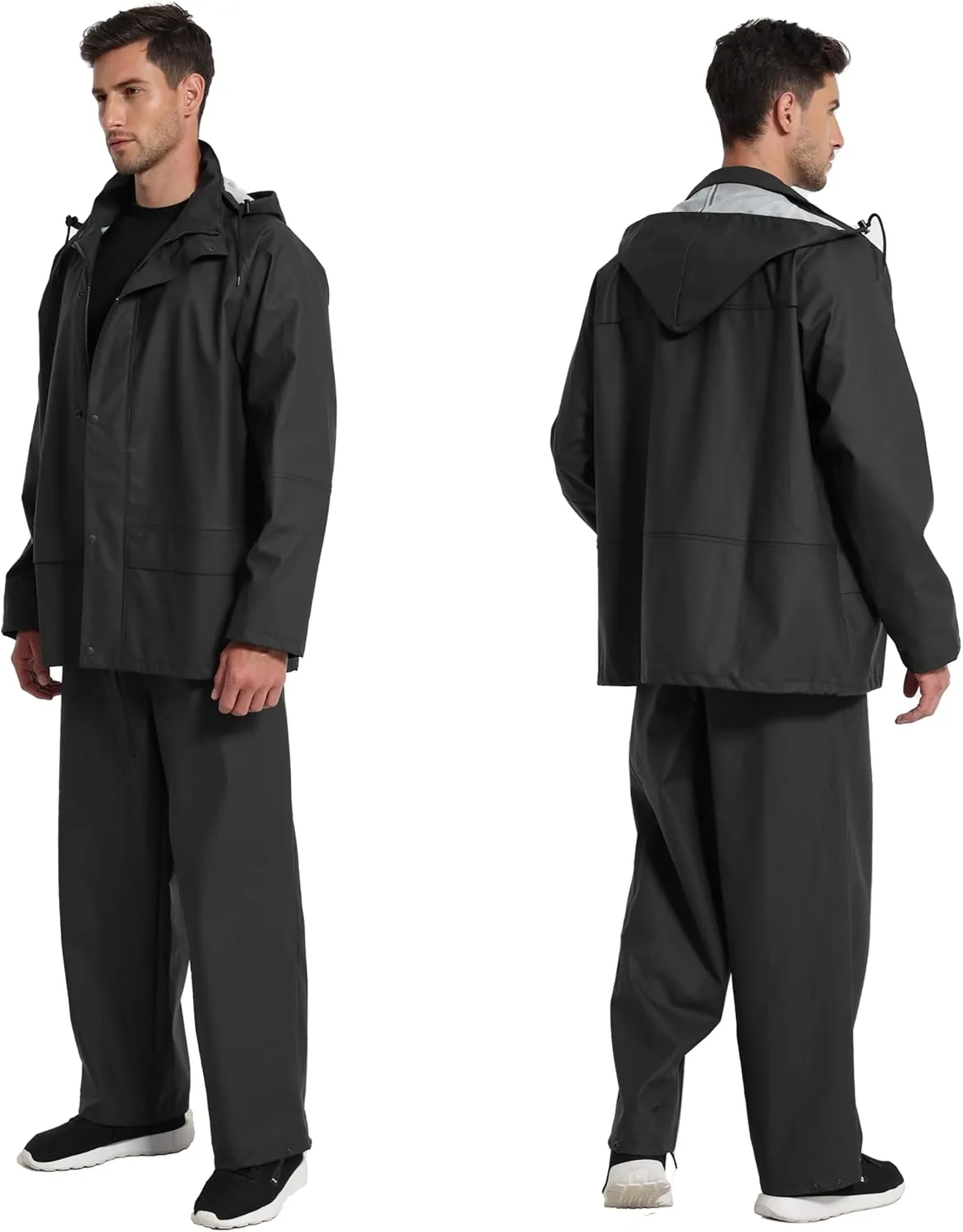Men's Workwear Rain Suit - Hi Vis Waterproof Jacket&Pants 3-piece Set, Foul Weather Gear for Safety