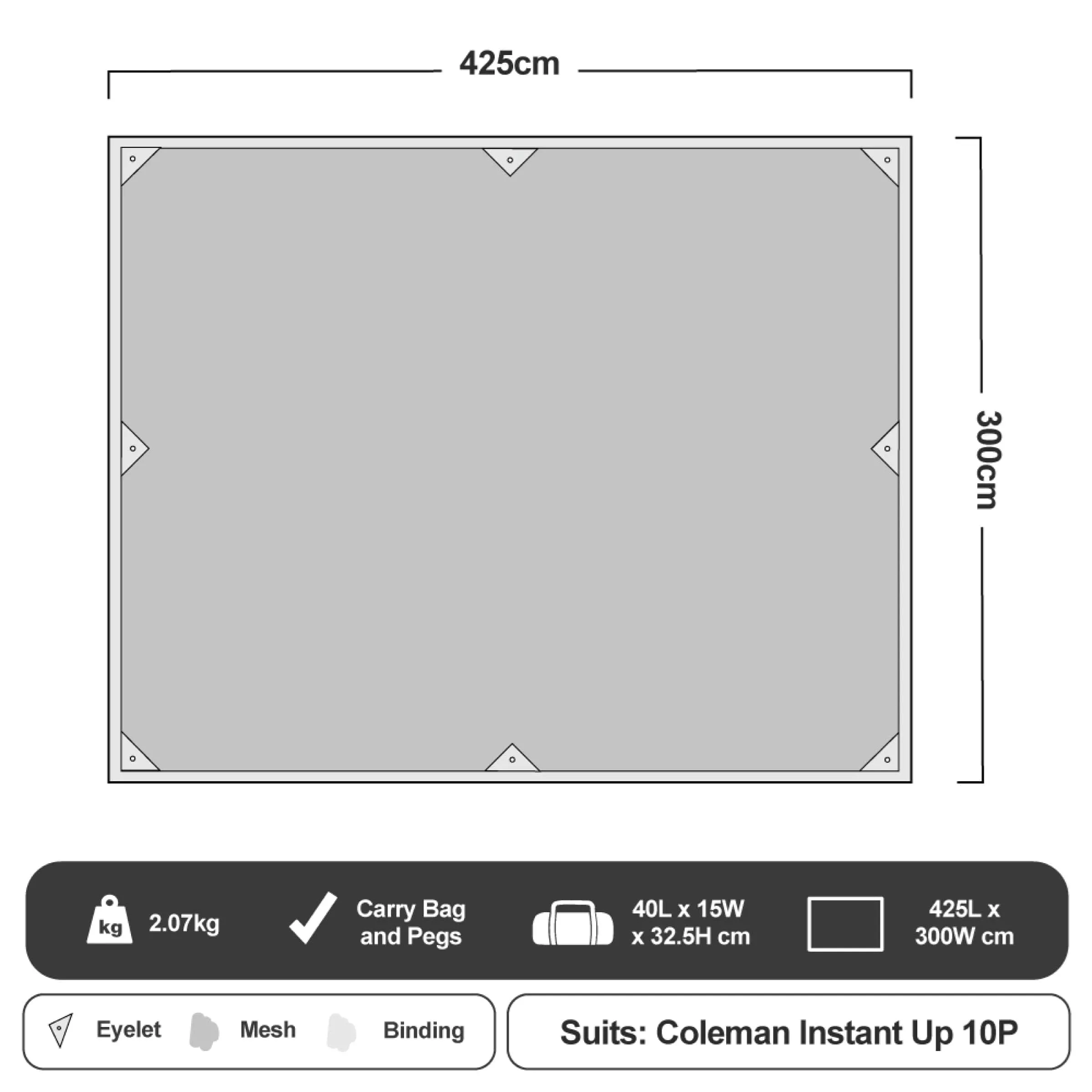 Mesh Ground Sheet for Instant Up 10 Person Gold Tent