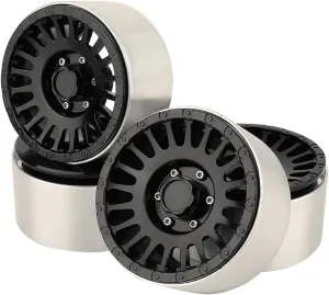 Metal Alloy Beadlock 2.2 inch Wheel Rims Hubs for Axial SCX10 RR10 Wraith 90048 90053 AX10 90056 90045 TRX4 TRX6 1/10 RC Crawler Car Upgrade Parts (Black)