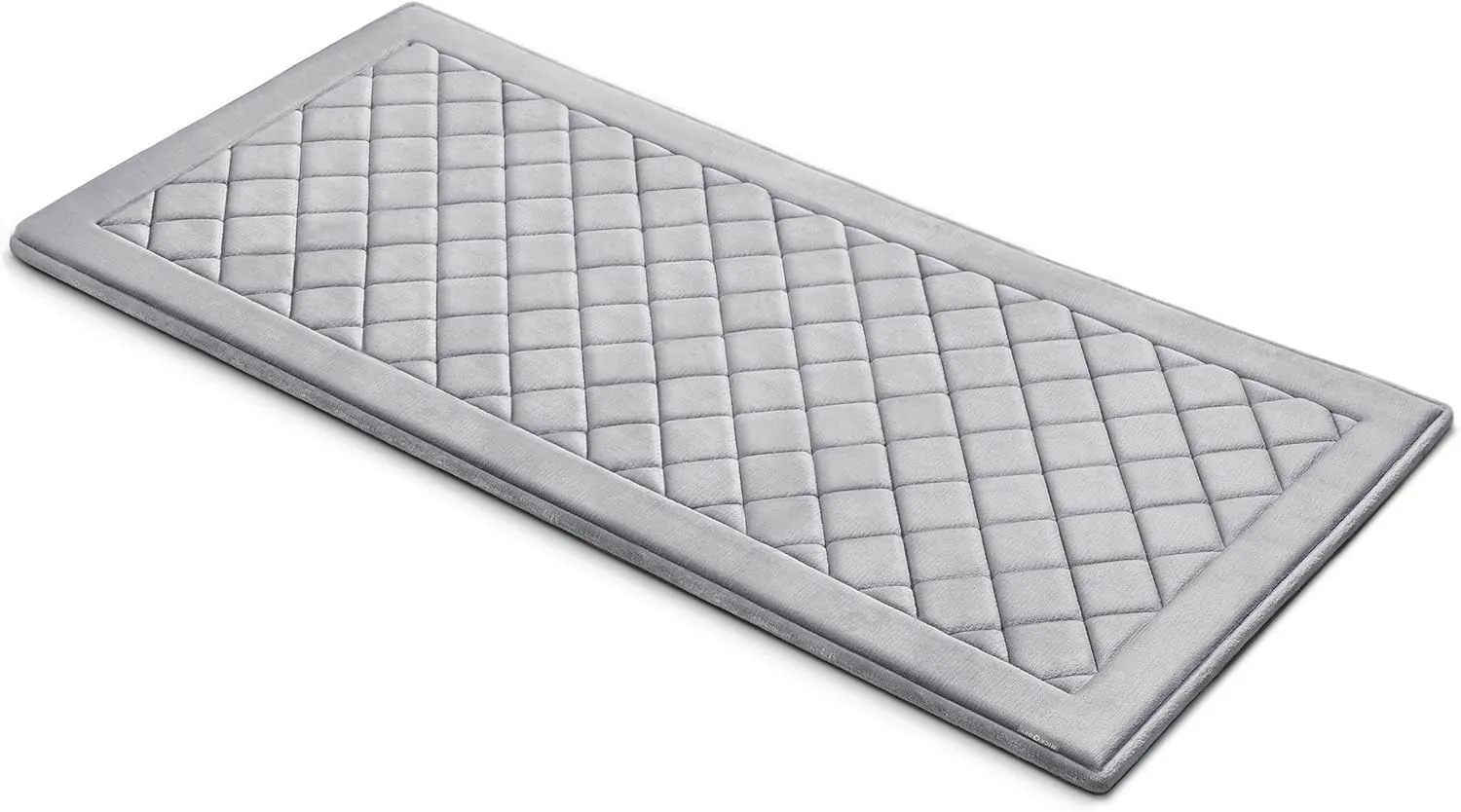 MICRODRY SoftLux Diamond Embroidered Bath Mats for Bathroom, Extra Thick Memory Foam Bathroom Rugs with GripTex Skid-Resistant Base, 24x58, Runner, Light Grey