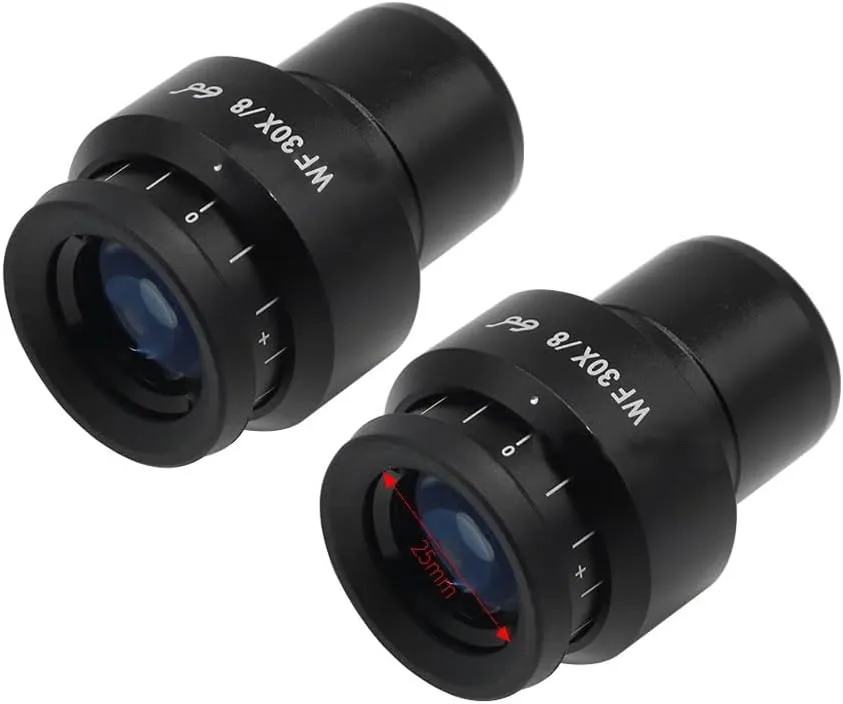 Microscope Observation Stereo Microscope Eyepiece WF30X/8 30mm Interface Wide Angle Binocular Trinocular Monocular Oculars High Eye Point Eyepieces(2pcs)