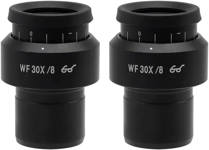 Microscope Observation Stereo Microscope Eyepiece WF30X/8 30mm Interface Wide Angle Binocular Trinocular Monocular Oculars High Eye Point Eyepieces(2pcs)