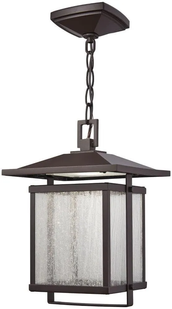 Minka Great Outdoors 8164-615B-L Hillsdale - 1 Light Chain Hung in Transitional Style - 13.25 Inches Tall by 9 Inches Wide, Dorian Bronze Finish with Clear Seeded Glass