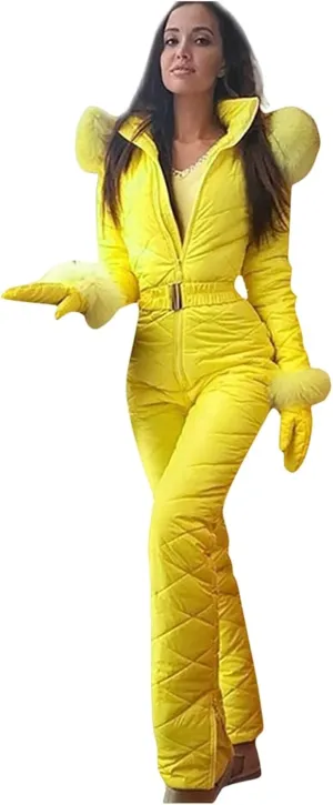 Mmoneyake Snow Suits for Women Winter Warm One Piece Ski Suits Outdoor Sports Waterproof Snowsuit Insulated Jumpsuit Outfits