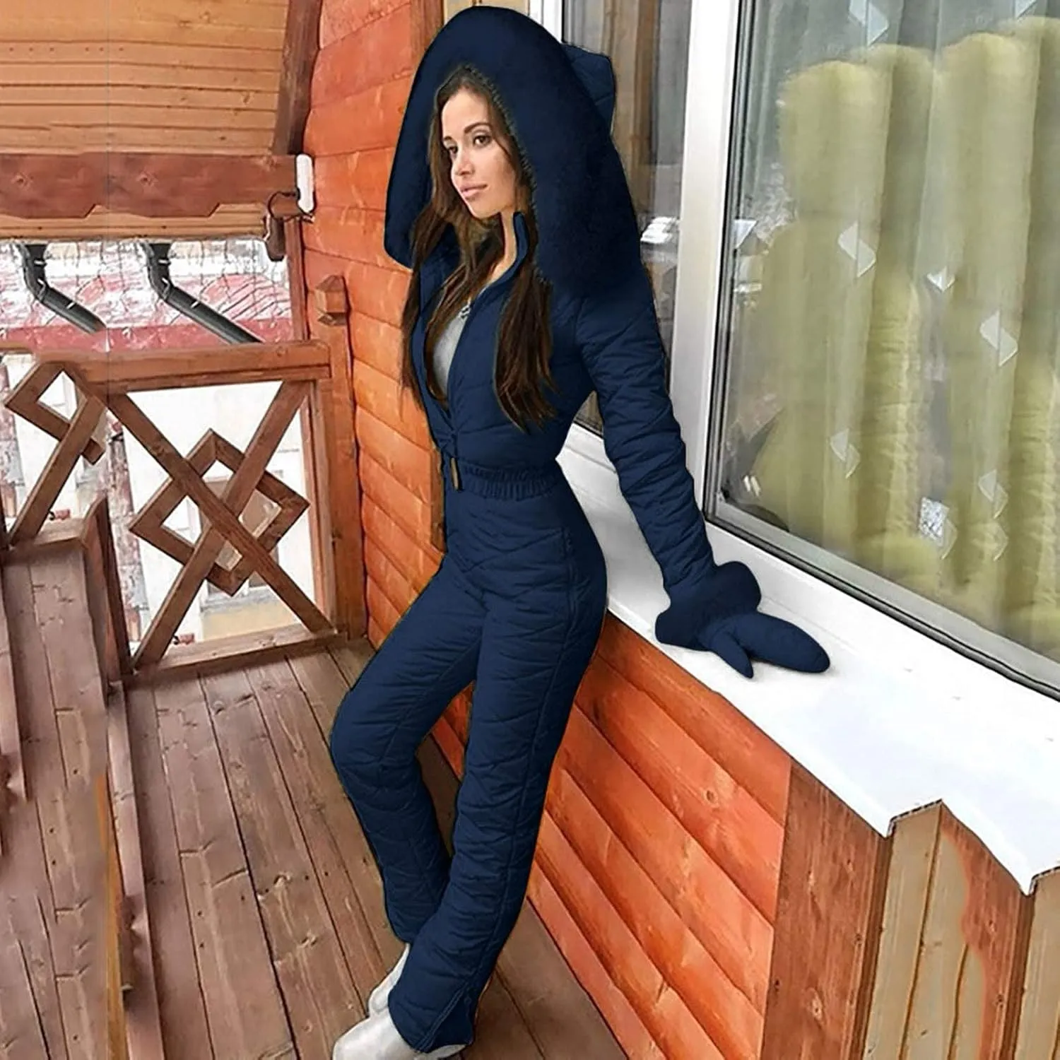 Mmoneyake Snow Suits for Women Winter Warm One Piece Ski Suits Outdoor Sports Waterproof Snowsuit Insulated Jumpsuit Outfits