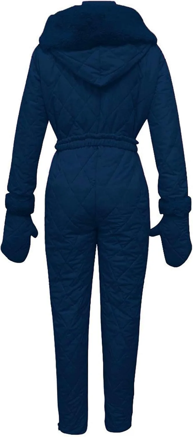 Mmoneyake Snow Suits for Women Winter Warm One Piece Ski Suits Outdoor Sports Waterproof Snowsuit Insulated Jumpsuit Outfits