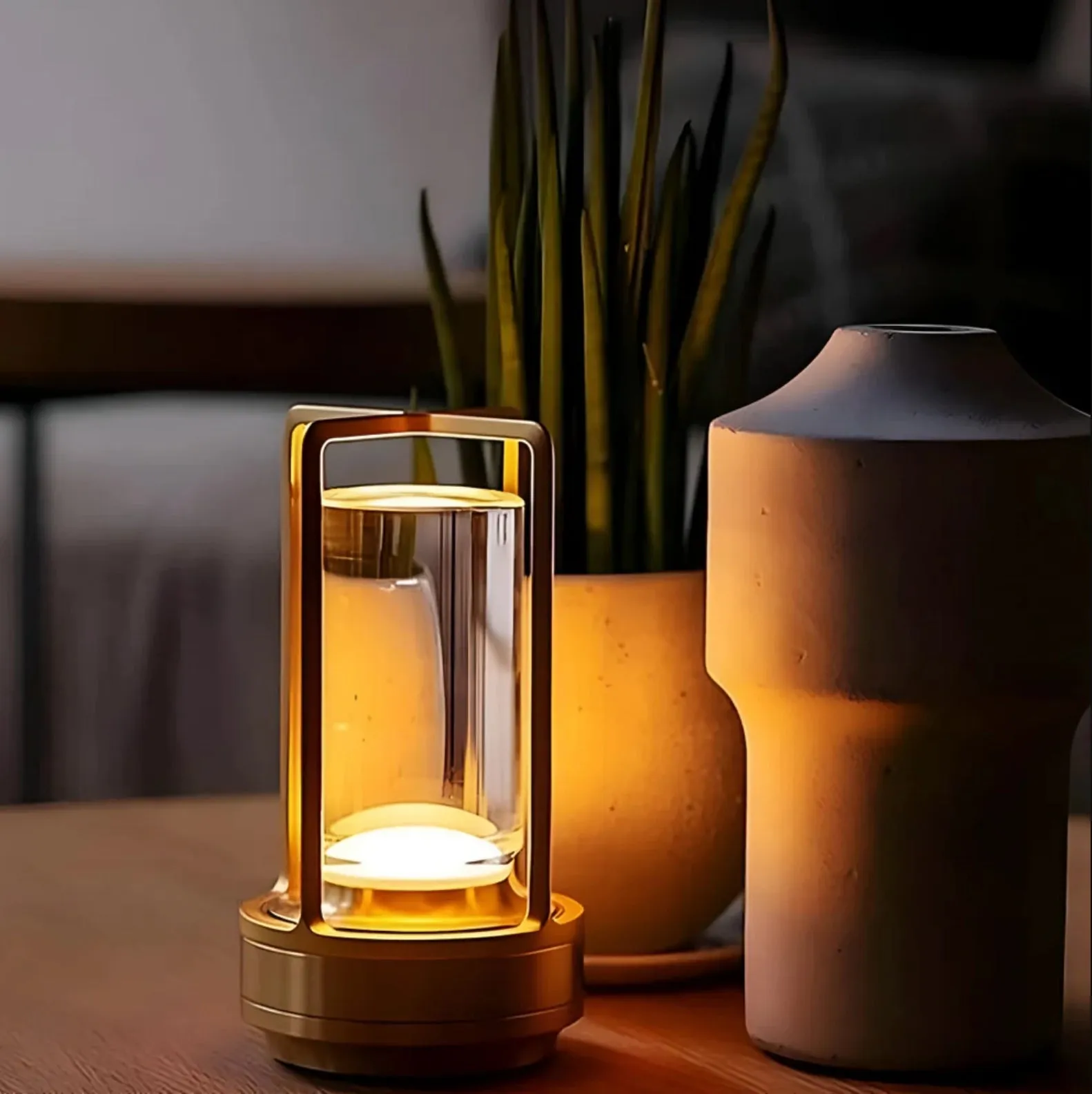 Modern LED Lantern - Portable Cordless Rechargeable Lamp