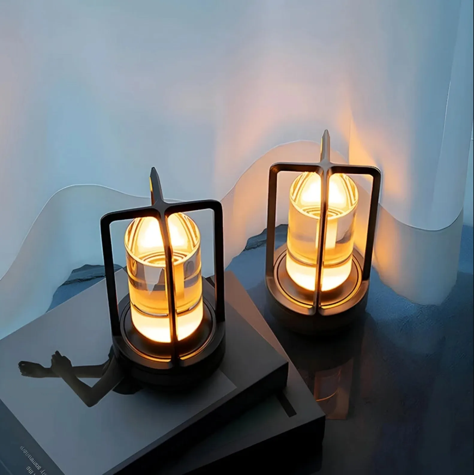 Modern LED Lantern - Portable Cordless Rechargeable Lamp