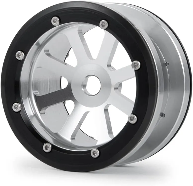 MOHERO 2.2” Alloy Beadlock 1/10 RC Wheel Rims for RC Crawler Axial Wraith Car (Black Silver)