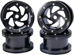 MOHERO 2.2” Alloy Beadlock 1/10 RC Wheels Rims 40mm for Crawler Axial Wraith Cars Pack of 4 (Black)