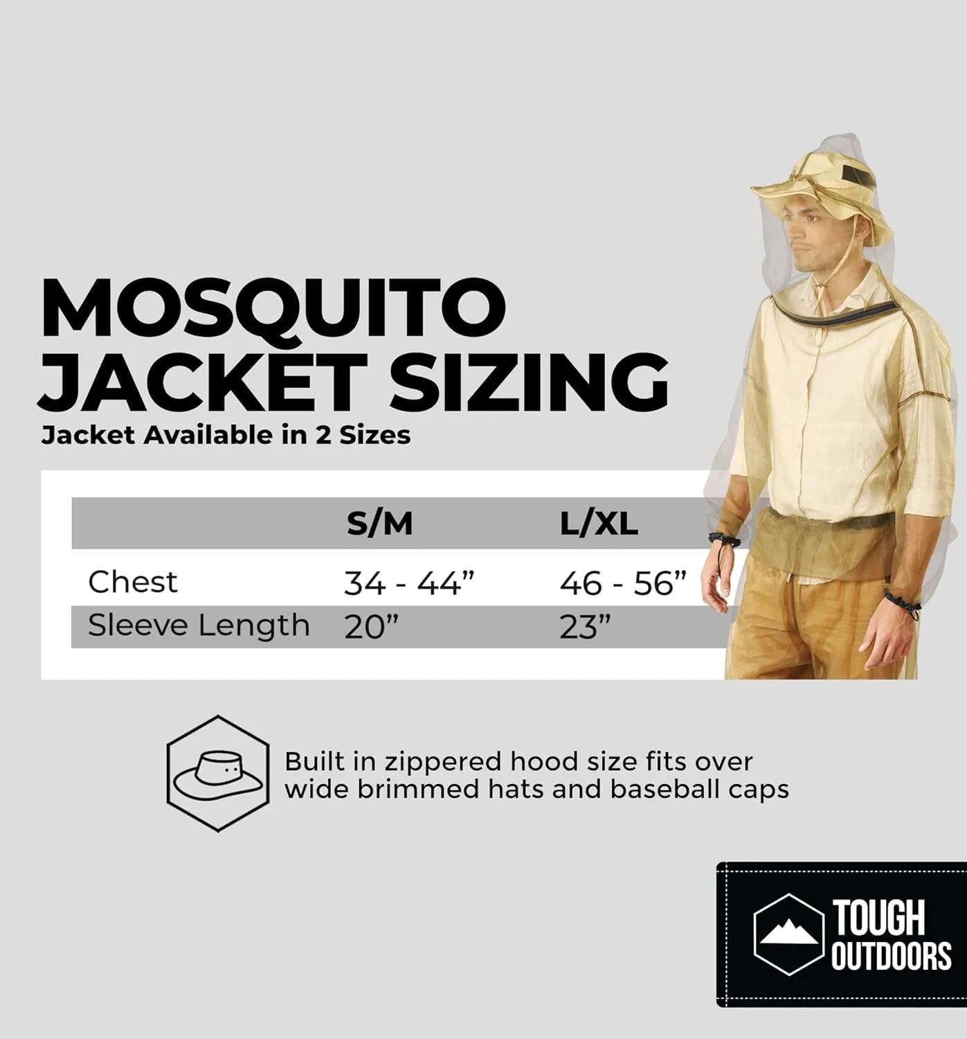 Mosquito Jacket - Net Bug Mesh Jacket w/Hood for Outdoor Protection from Bugs, Flies, Gnats, No-See-Ums & Midges - Mosquito Proof Clothing for Men & Women - w/Free Carry Pouch