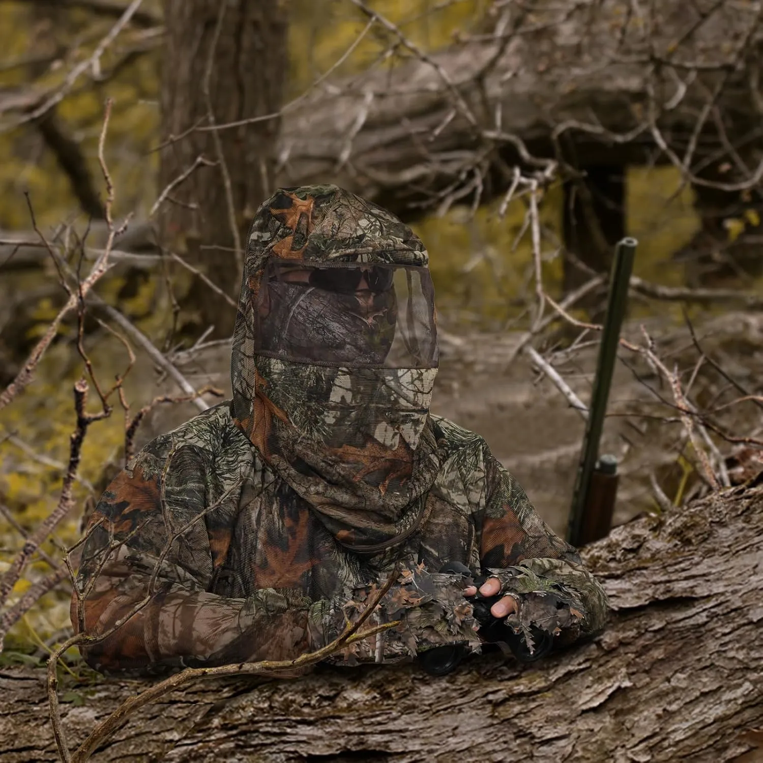 Mosquito Netting Suit Bug Net Mesh Clothing with Hood Outdoor Garden Hunting Camo Protection from Fly Insects Bugs