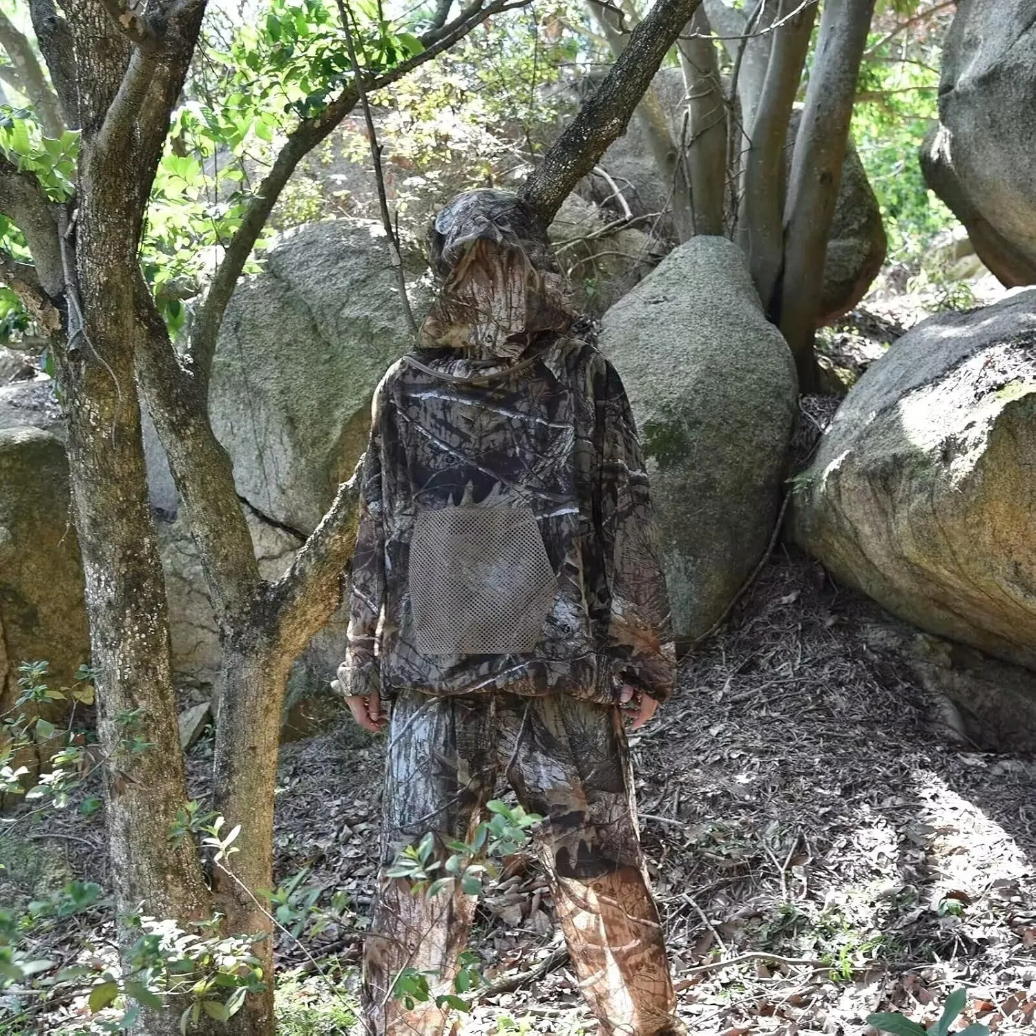 Mosquito Netting Suit Bug Net Mesh Clothing with Hood Outdoor Garden Hunting Camo Protection from Fly Insects Bugs