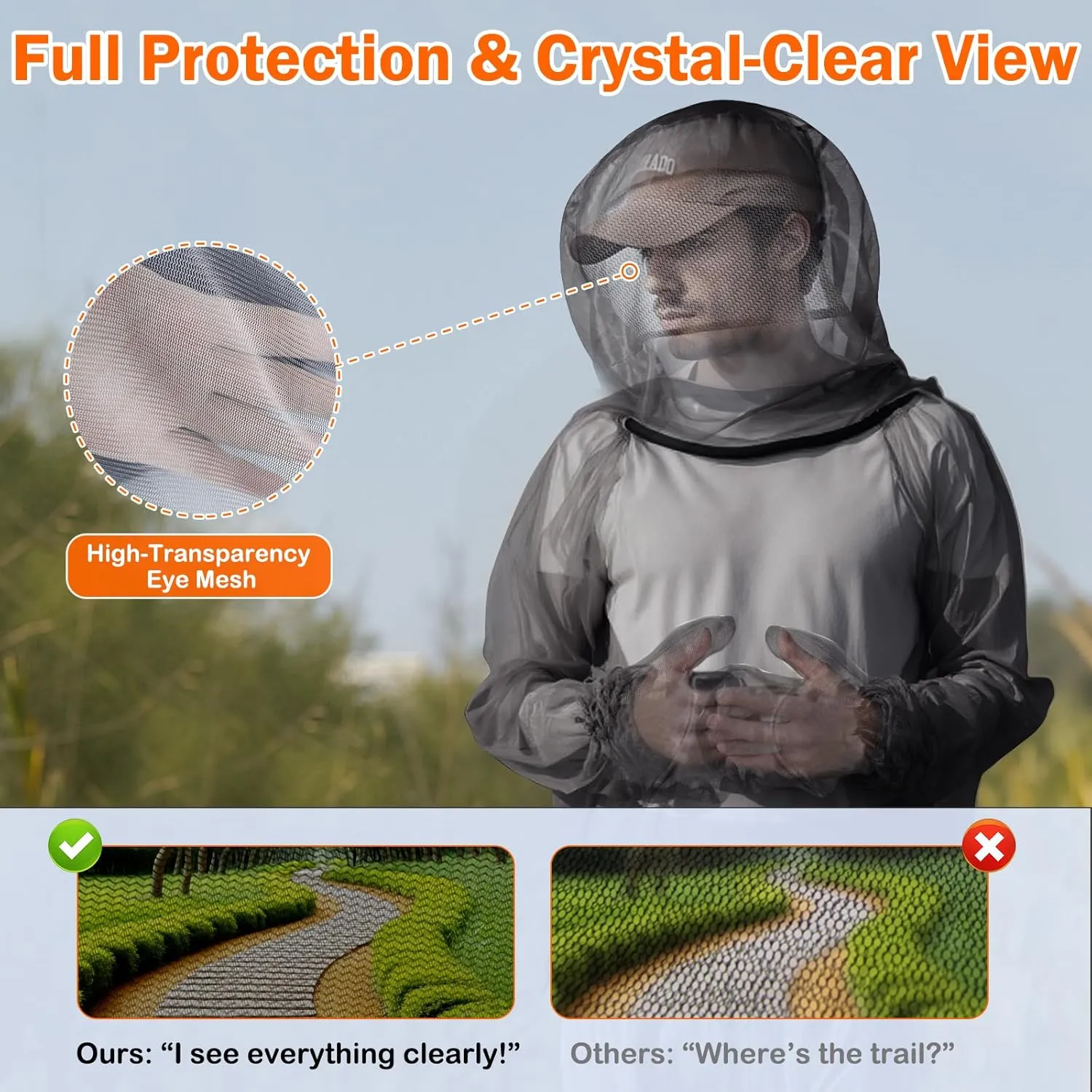 Mosquito Suit - Full Body Bug Jacket, Pants, Gloves & Socks - Outdoor Bug Protection for Gardening, Fishing, Hiking