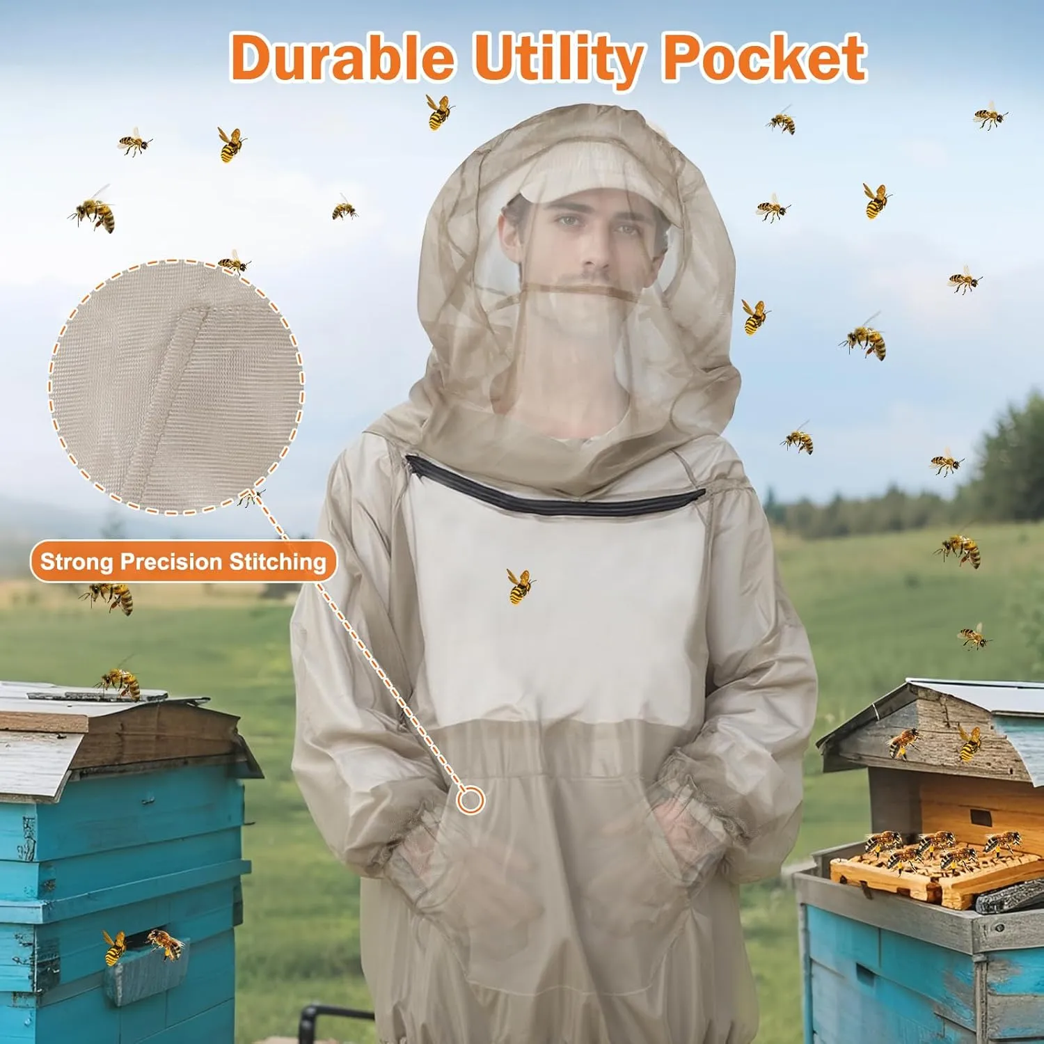 Mosquito Suit - Full Body Bug Jacket, Pants, Gloves & Socks - Outdoor Bug Protection for Gardening, Fishing, Hiking