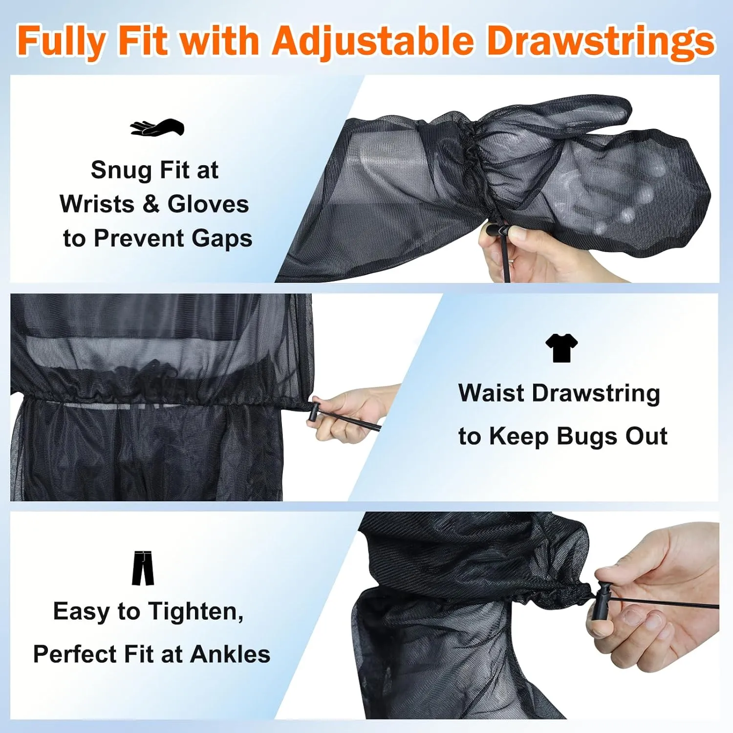 Mosquito Suit - Full Body Bug Jacket, Pants, Gloves & Socks - Outdoor Bug Protection for Gardening, Fishing, Hiking