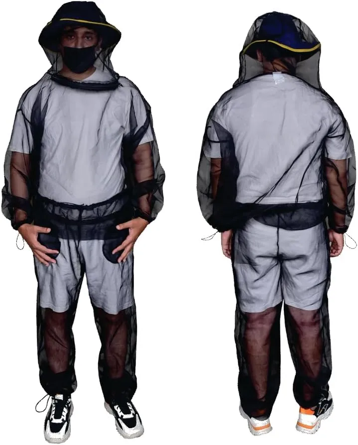 Mosquito Suit - Net Bug Mesh Pants & Jacket Hood for Outdoor Protection from Bugs, Flies, Gnats