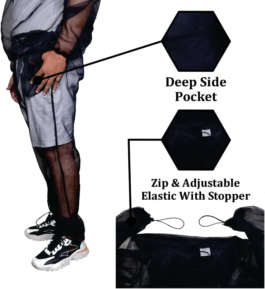 Mosquito Suit - Net Bug Mesh Pants & Jacket Hood for Outdoor Protection from Bugs, Flies, Gnats