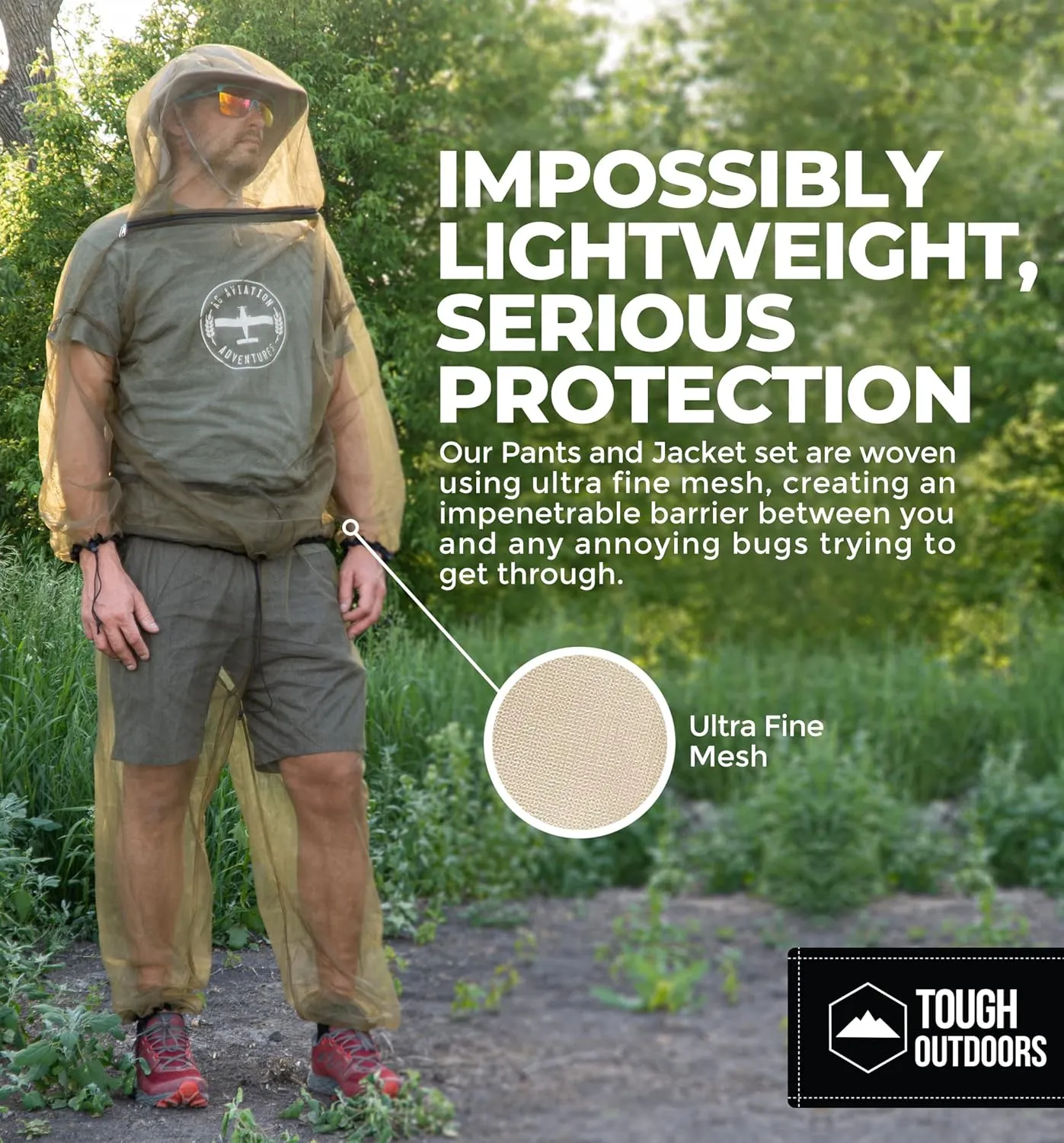 Mosquito Suit - Net Bug Mesh Pants & Jacket w/Hood for Outdoor Protection from Bugs, Flies, Gnats, No-See-Ums & Midges - Mosquito Proof Clothing for Men & Women - w/Free Carry Pouch