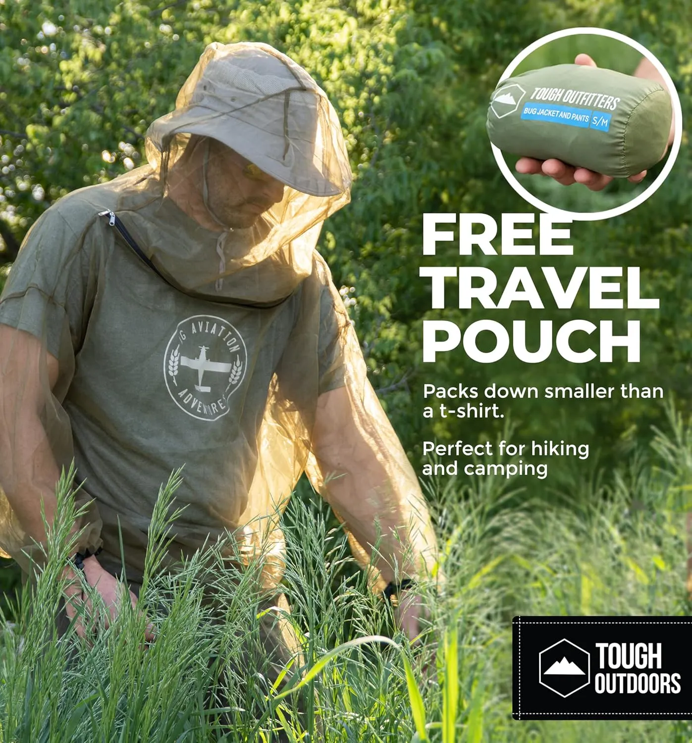 Mosquito Suit - Net Bug Mesh Pants & Jacket w/Hood for Outdoor Protection from Bugs, Flies, Gnats, No-See-Ums & Midges - Mosquito Proof Clothing for Men & Women - w/Free Carry Pouch